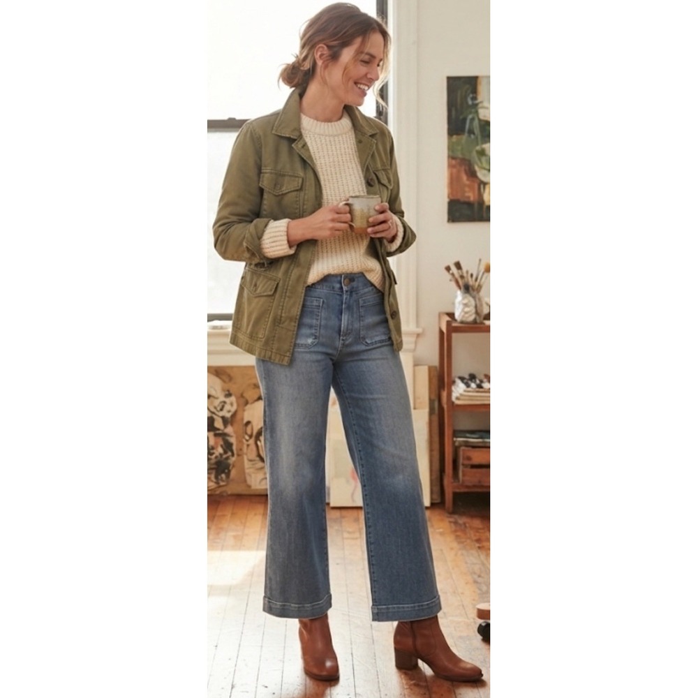 Maeve Colette Full Length Wide Leg Jeans Boho Peasant Festival Sz 32x28 Western